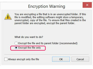 Selectați Criptați fișierul și folderul părinte al acestuia.