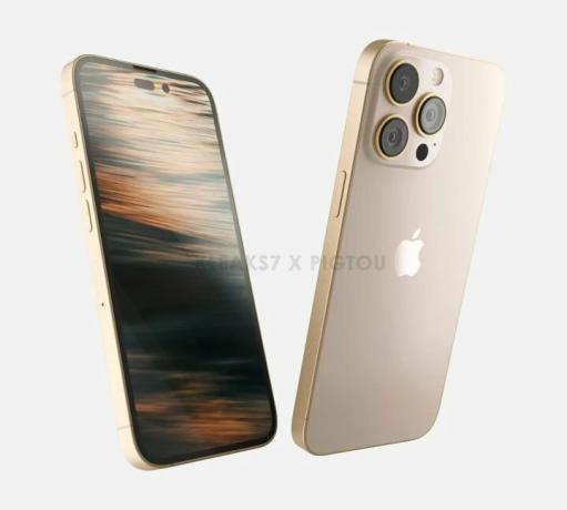 Das iPhone 14 in Gold basierend auf CAD-Leaks.