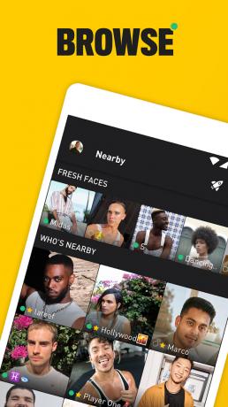 Scroller gennem nærliggende mennesker i Grindr.