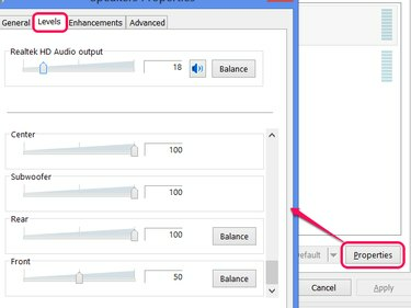 Níveis de volume do dispositivo.