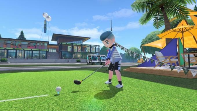 นักกอล์ฟเตรียมตีลูกใน Nintendo Switch Sports