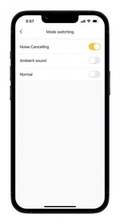 Earfun-App für iOS ANC-Bildschirm.