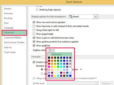 Excel'de renk ızgarası çizgilerini değiştirme