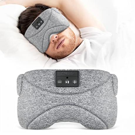 Schlafmaske mit Kopfhörern, 24 weißes Rauschen, Eisgefühl, extra weiches Modalfutter, Verdunkelungsschlaf-Augenmaske, ultradünne Schlafkopfhörer