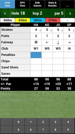 Aplicativo mScorecard para iOS e Android.