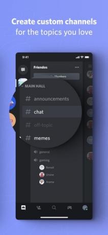A Discord alkalmazás az egyéni csatorna létrehozását mutatja be.