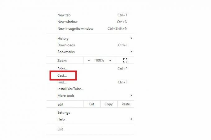 Cast-alternativ i Google webbläsare.