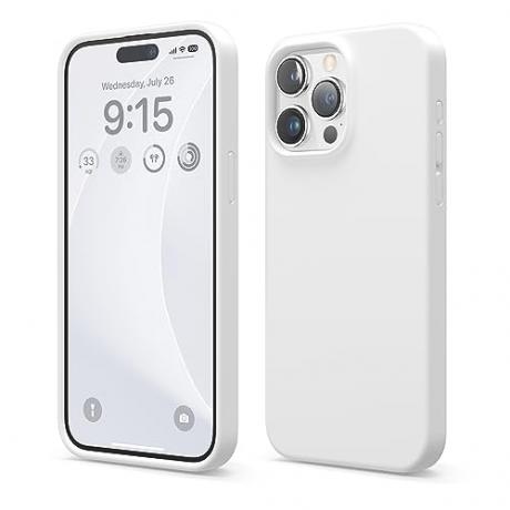 elago Kompatibilis iPhone 15 Pro Max tokkal, folyékony szilikon tokkal, teljes testet védő burkolattal, ütésálló, vékony telefontokdal, karcmentes, puha mikroszálas béléssel, 6,7 hüvelykes (fehér)