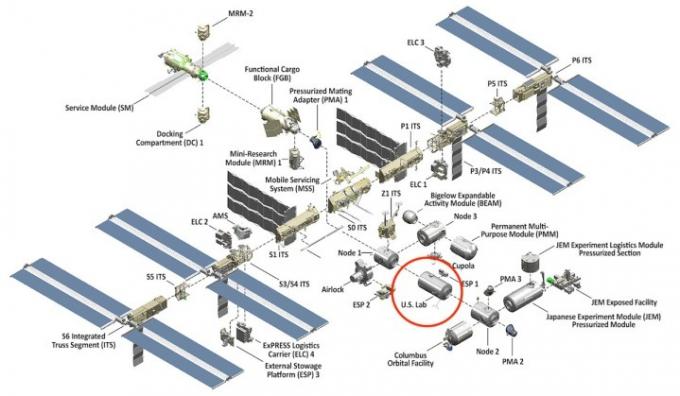 Schemat Międzynarodowej Stacji Kosmicznej.