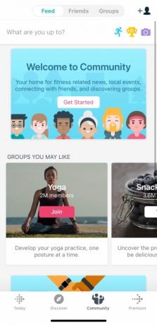 Der Fitbit-Social-Feed schlägt Gruppen vor, denen man beitreten kann.