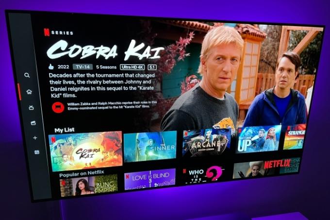 Cobra Kai が表示された Netflix ホーム画面。