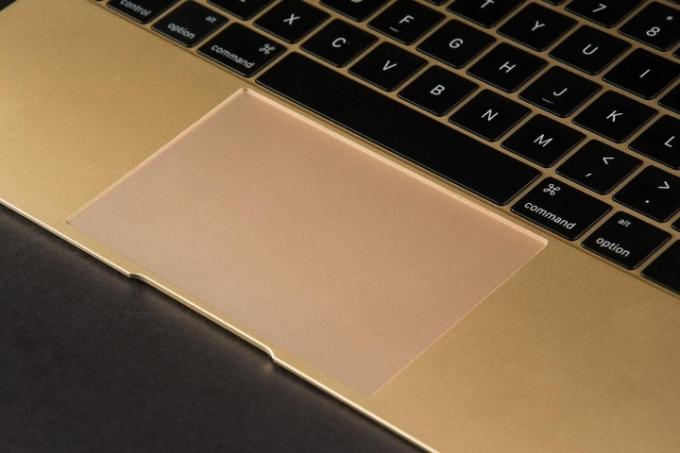 תקריב של משטח עקיבה ב-MacBook 2015.