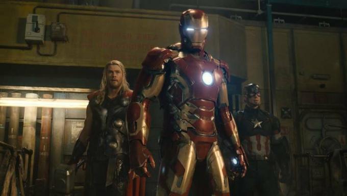 Тор, Железный Человек и Капитан Америка в «Мстителях: Эра Альтрона».