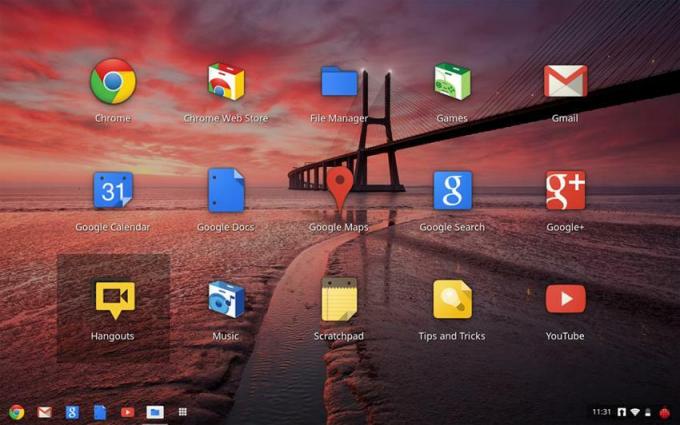 tangkapan layar desktop sistem operasi google chrome os 16 chromebook