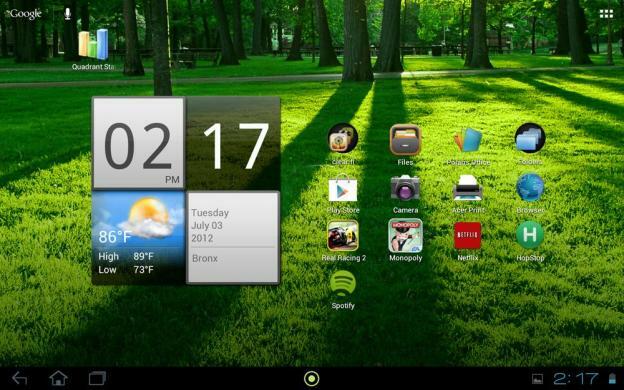 acer iconia tab review screenshot startskærm android 4.0 is