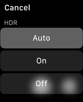 Apple Watch Camera Remote v režimu HDR.