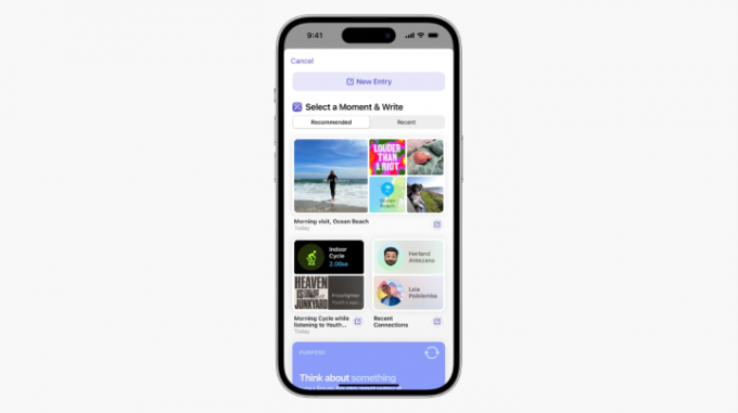 Aplikacija Journal za iOS 17.