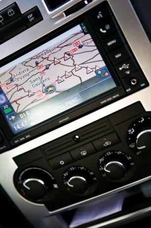 ภาพระยะใกล้ของ GPS ในรถยนต์