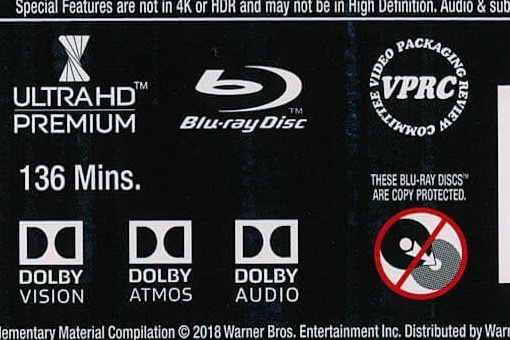 Dolby Atmos-label op een Blu-ray-schijf