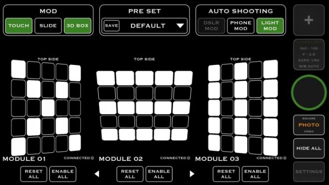 Mani del sistema del modulo di luce fotonica sulla schermata dell'app 4