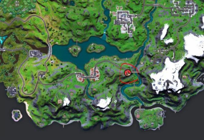 Carte de l'emplacement de Riot dans Fortnite.