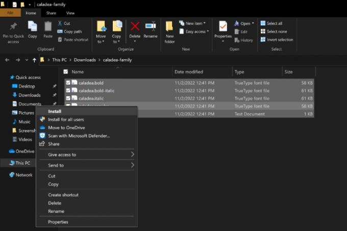Εγκαταστήστε το Caladea Fonts στα Windows.