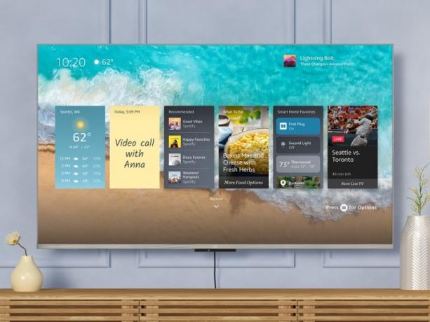 Fernseher der Omni QLED-Serie von Amazon Fire TV.
