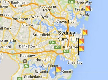 Et Google Maps-skærmbillede, der viser Sydney, Australien