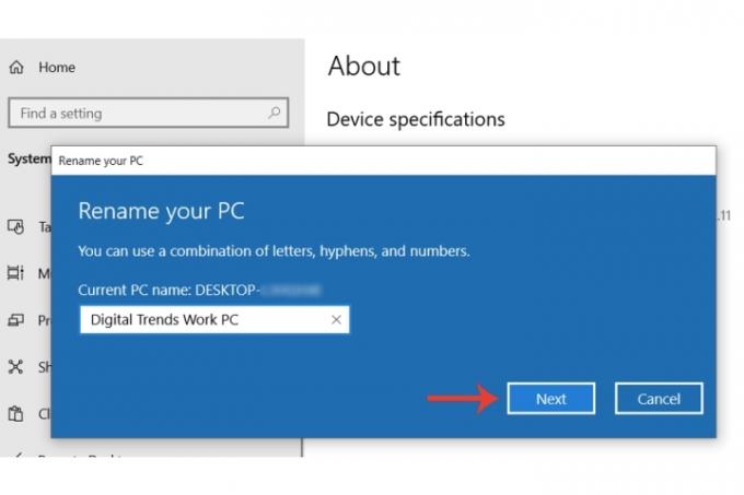 Zmiana nazwy komputera powiązanej z systemem Windows 10.