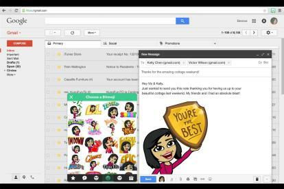 bitmoji skoči iz facebooka in pametnih telefonov, ki so zdaj na voljo kot razširitev za chrome gmail