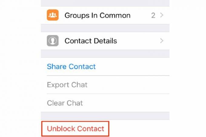 Odblokirajte kontakt WhatsApp iOS.