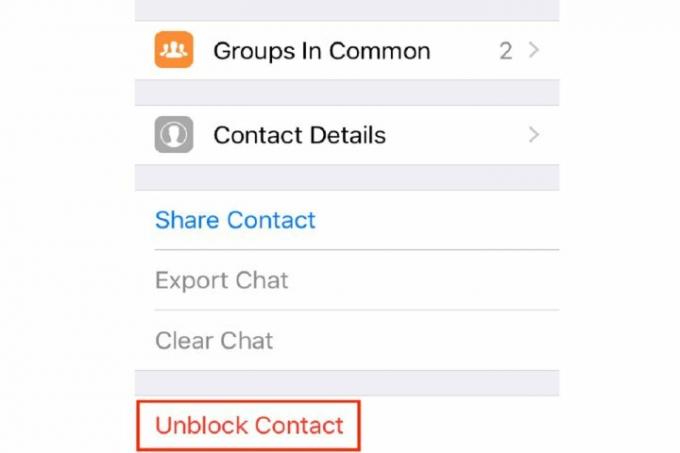 Avblockera WhatsApp-kontakt iOS.