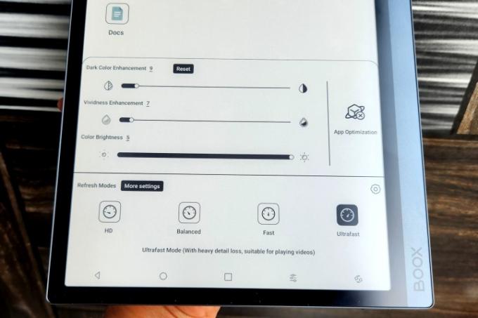 Onyx Boox Tab Ultra C skjerminnstillinger