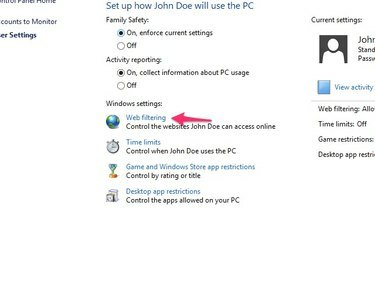 Щелкните Веб-фильтрация.