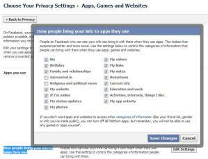 アプリの Facebook プライバシー オプション