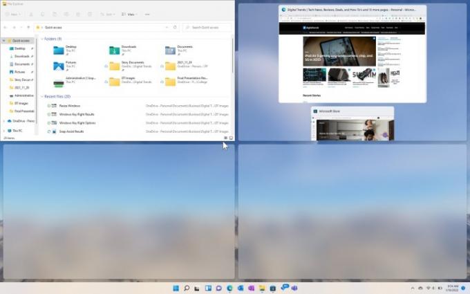 hogyan lehet felosztani a képernyőt a Windows 11 Snap assist többszörösen