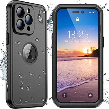 SPIDERCASE iPhone 14 Pro tokhoz, vízálló, beépített 【9H edzett üveg】 képernyő- és kameralencsevédő 【12 láb katonai ütésálló】 IP68 vízálló 【teljes testre kiterjedő nagy teherbírású】 robusztus tok, fekete