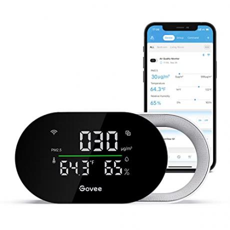 Govee Smart Air Quality Monitor, Raumluftqualitätsmessgerät erkennt PM2,5, Temperatur und Luftfeuchtigkeit, H5106 mit LED-Luftqualitätsanzeige und Uhr, funktioniert mit Govee Smart Appliances, Typ-C-Kabel erforderlich