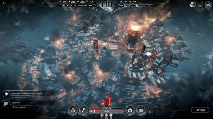 Gameplay-Bildschirm von Frostpunk: Console Edition.