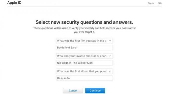 como redefinir a senha do seu ID Apple, alterar a pergunta do AppleID, etapa 3