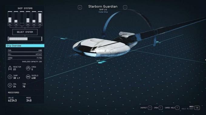 Kapal penjaga kelahiran bintang di Starfield.