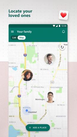 Praćenje lokacija u Microsoftovoj aplikaciji Family Safety.