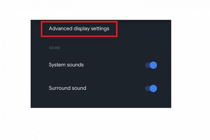 Geavanceerde weergave-instellingen op Google TV.
