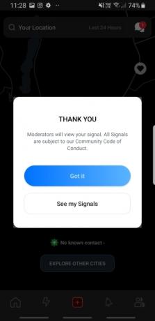 Zrzut ekranu aplikacji Signals w aplikacji Citizen