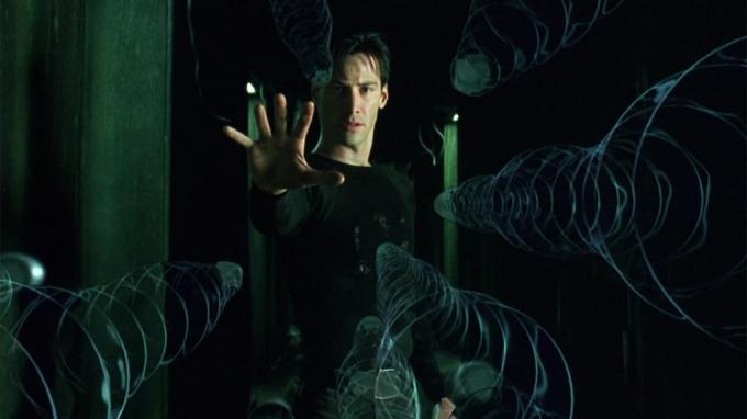 كيانو ريفز في فيلم The Matrix.