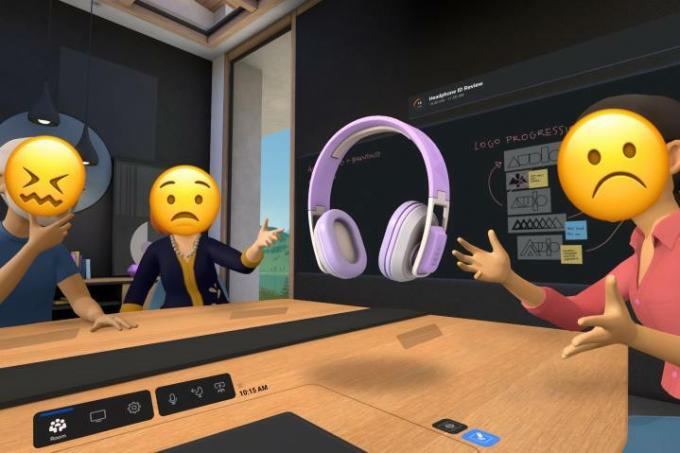 Exemplet Meta Quest Pro Horizon Workrooms har ändrats med olyckliga emojis över avatarerna.