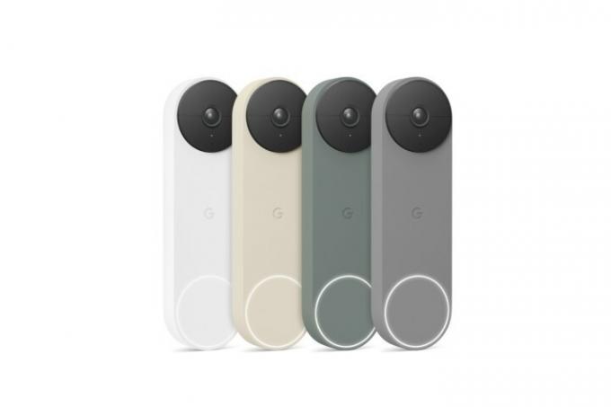 As diversas cores do modelo Nest Doorbell 2021.