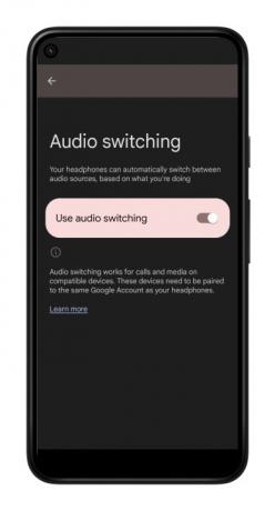 Aplikace Pixel Buds pro Android: přepínání zvuku.