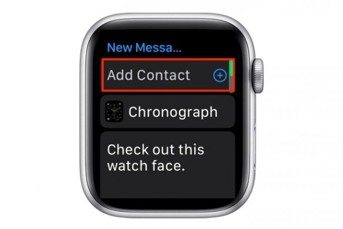 Apple Watchの「連絡先の追加」ボタン。
