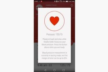 لقطة شاشة من GoBe تظهر ضغط الدم